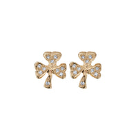 Gold Diamond Baby Shamrock Stud Earrings