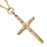 Gold Diamond Large Cross Trace Chain Necklace
