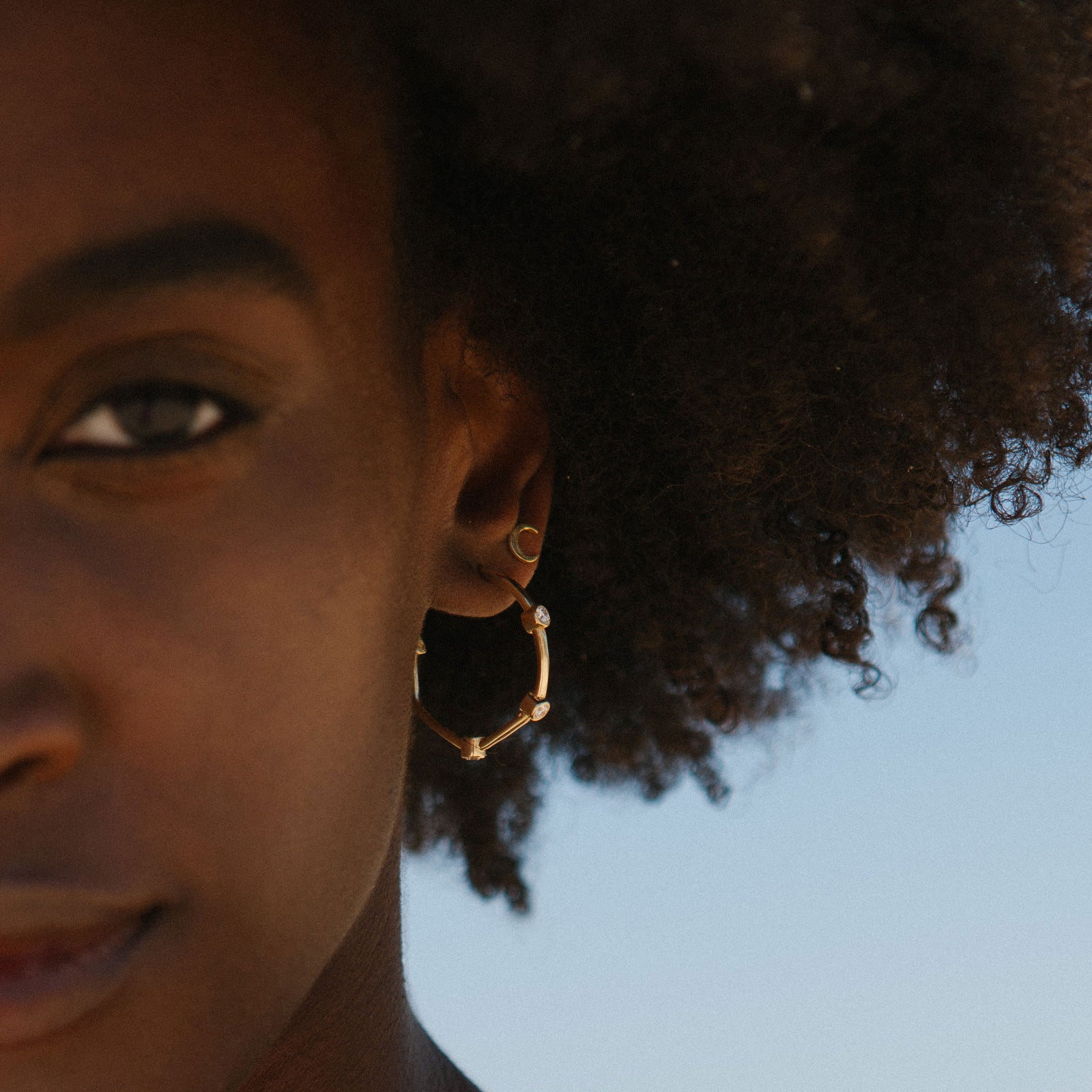 Gold Diamond Maxi Midnight Hoop Earrings