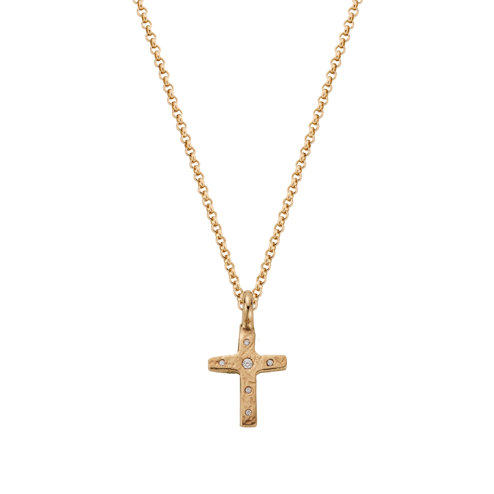 Gold Diamond Square Cross Necklace