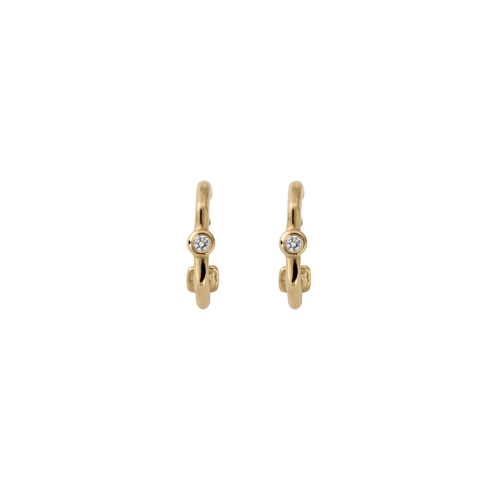 Gold Diamond Tiny Cupid Hoop Earrings