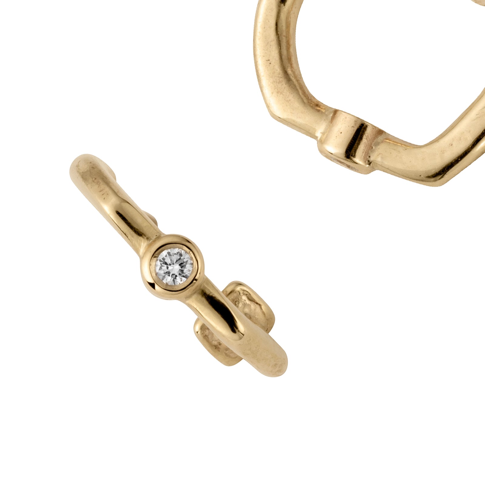 Gold Diamond Single Tiny Cupid Hoop Earring