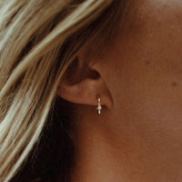 Gold Diamond Tiny Cupid Hoop Earrings