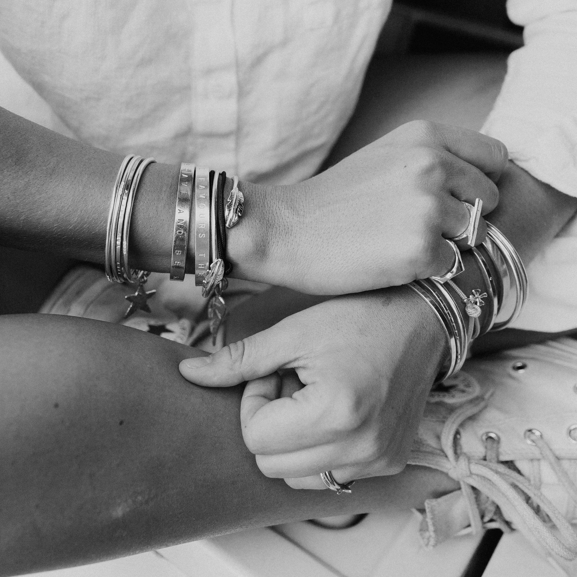 Silver & Gold Feather Cuff Bangle