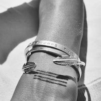 Silver & Gold Feather Cuff Bangle