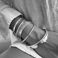 Silver & Gold Feather Cuff Bangle