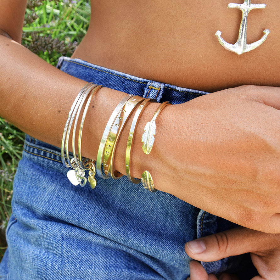 Gold Feather Cuff Bangle