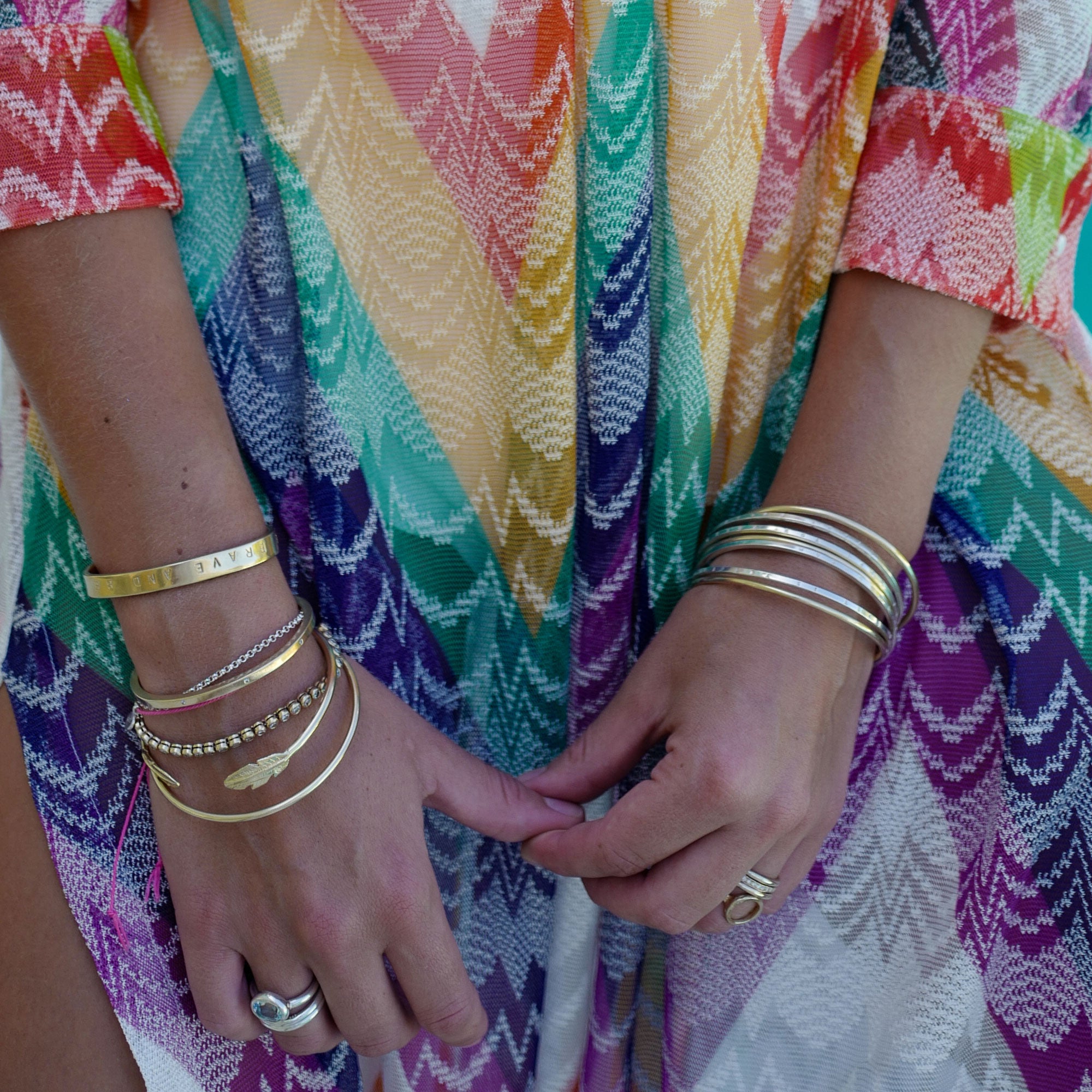 Gold Feather Cuff Bangle