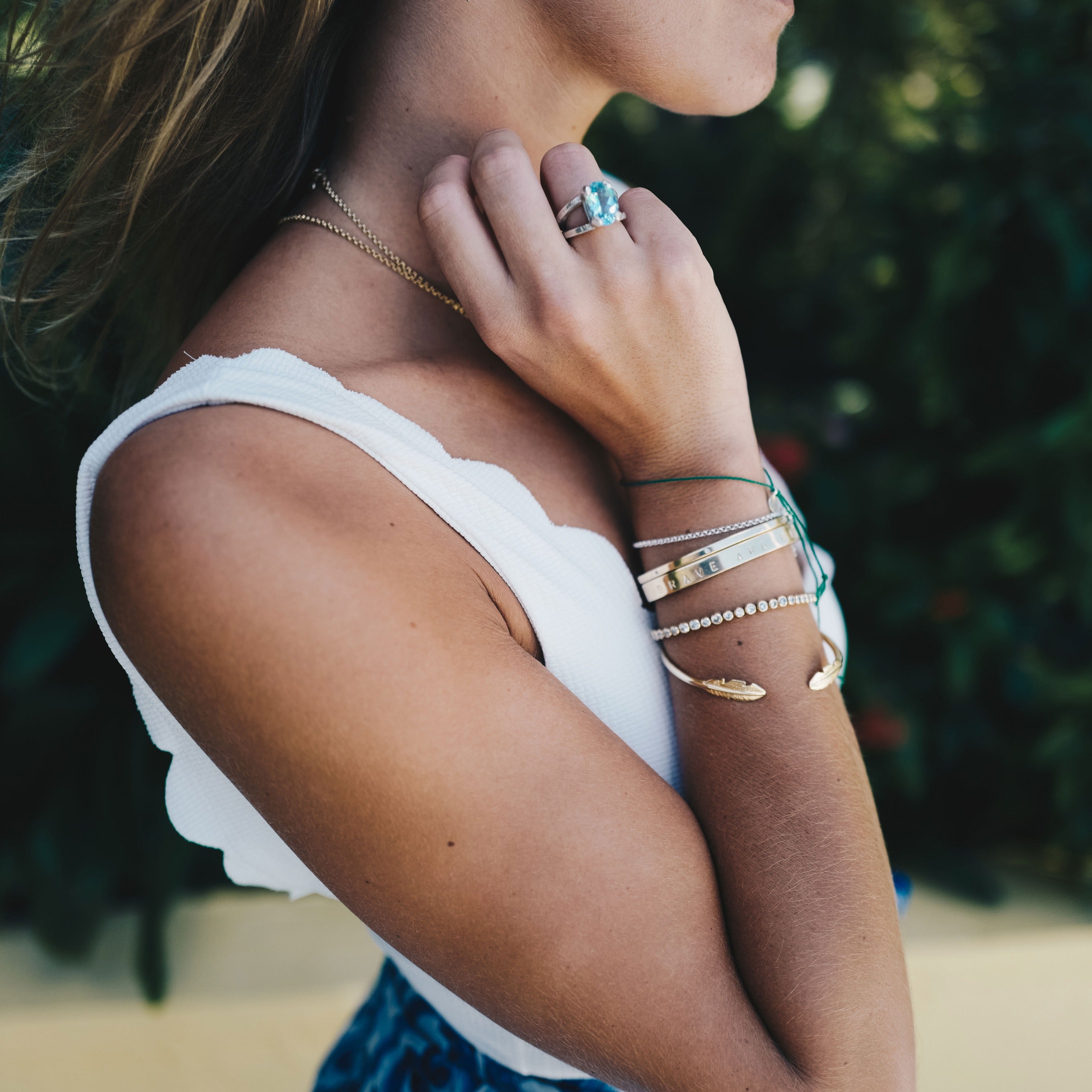 Gold Feather Cuff Bangle