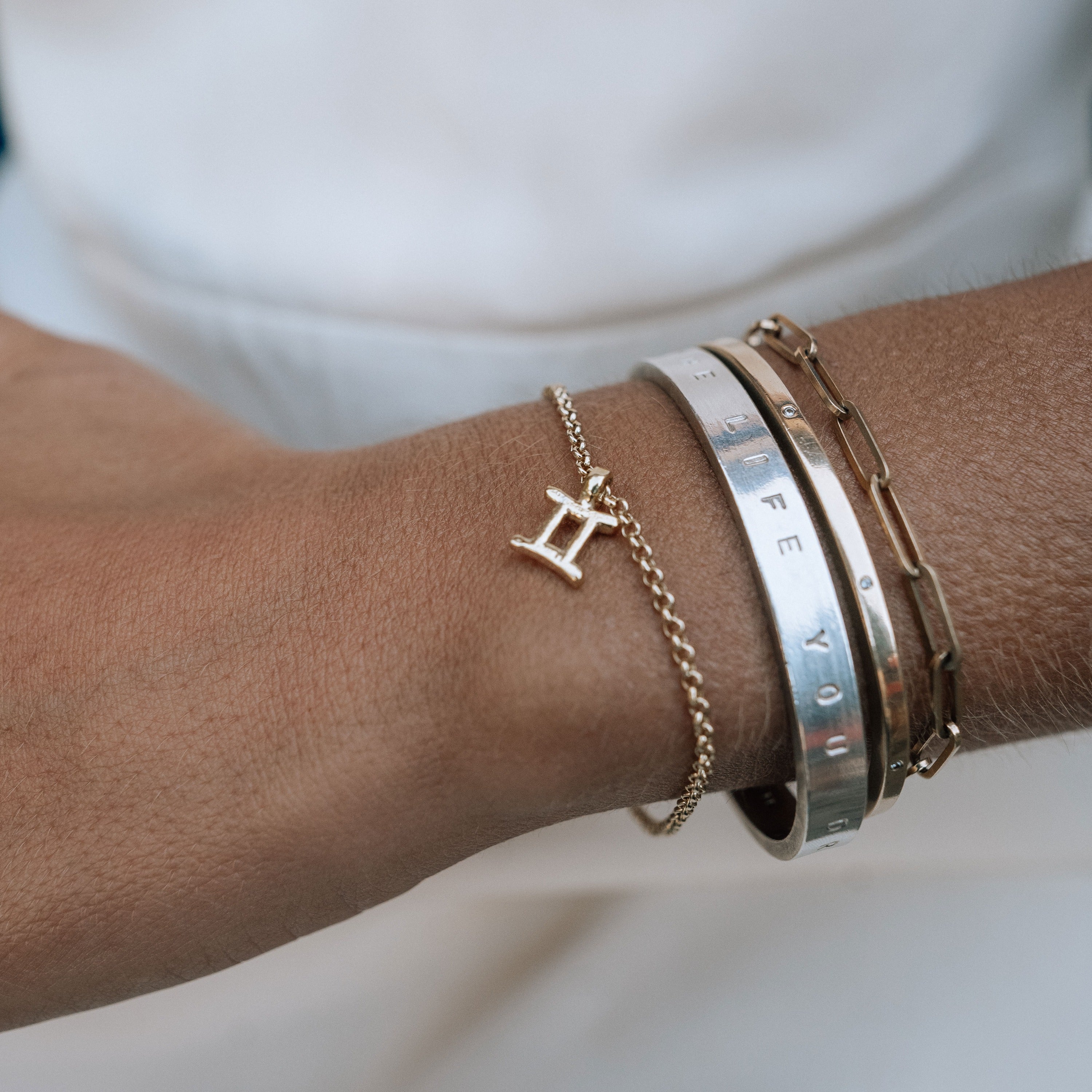Gold Gemini Mini Horoscope Chain Bracelet