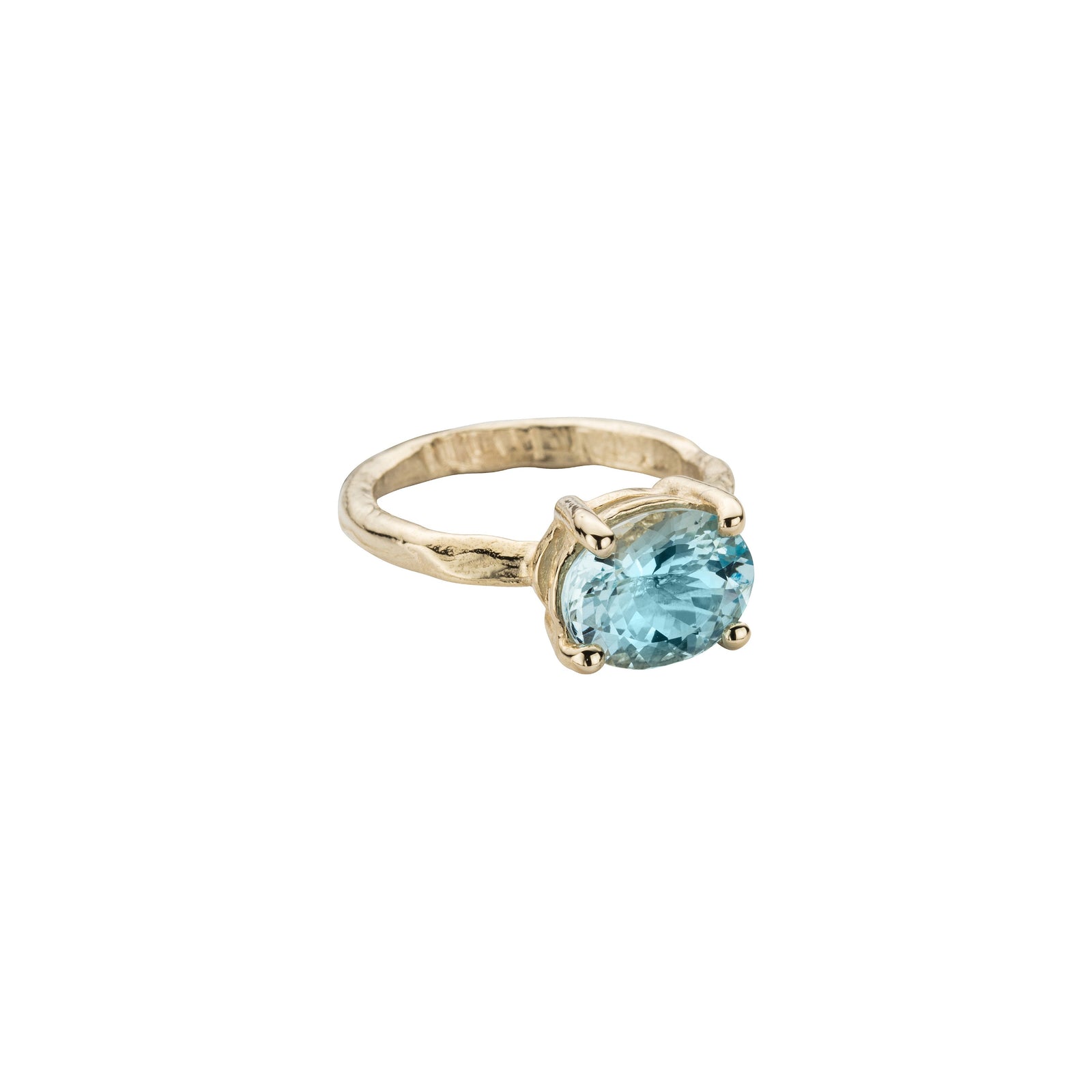 Gold Grade B Aquamarine Claw Ring