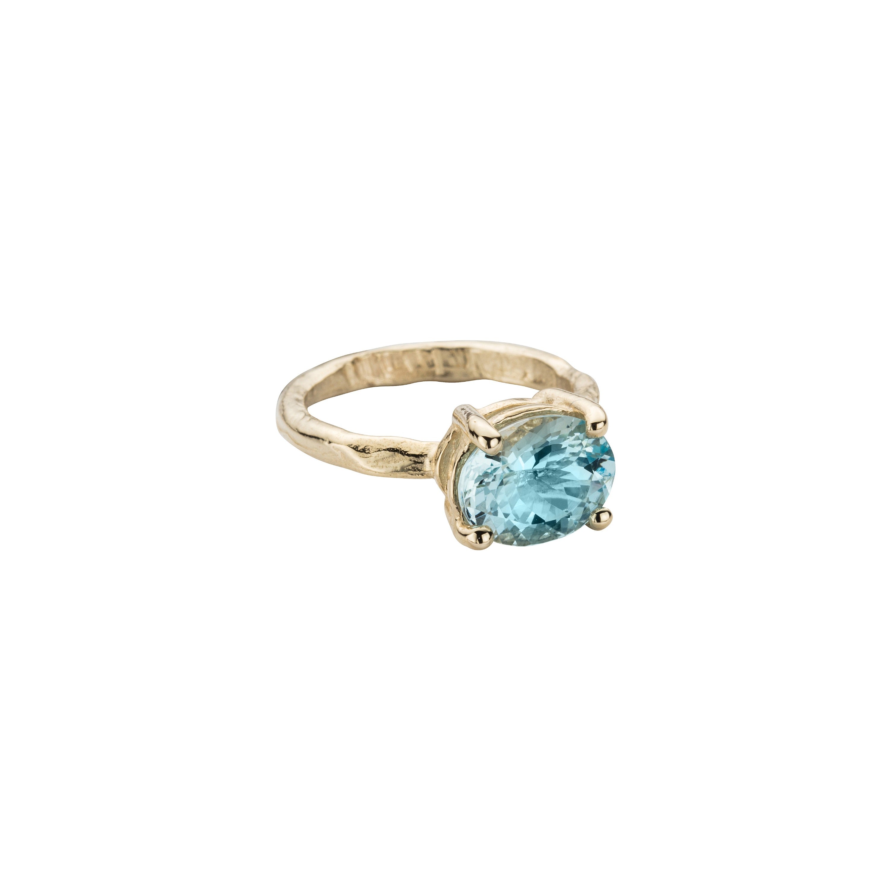 Gold Grade B Aquamarine Claw Ring