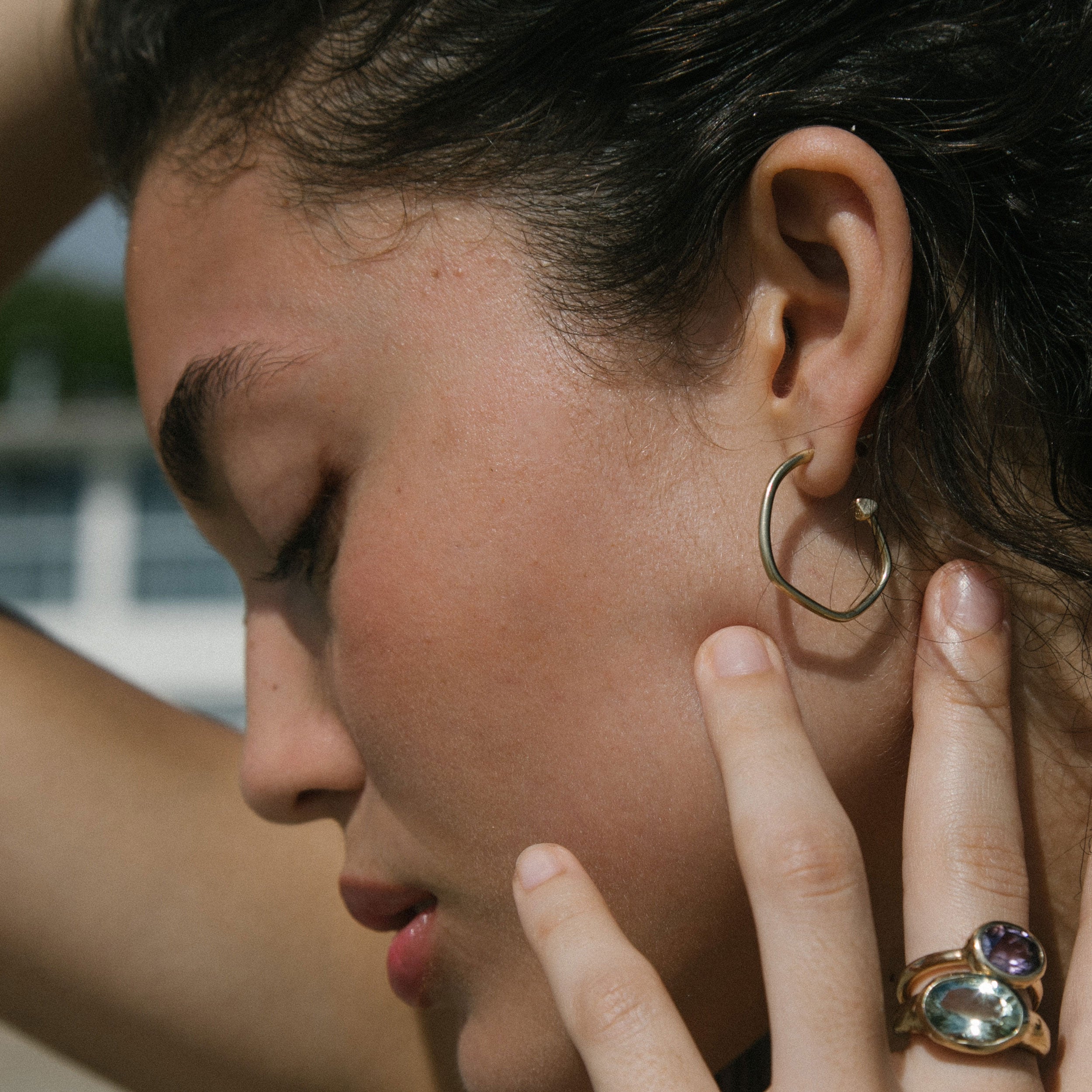 Gold Maxi Cupid Hoop Earrings