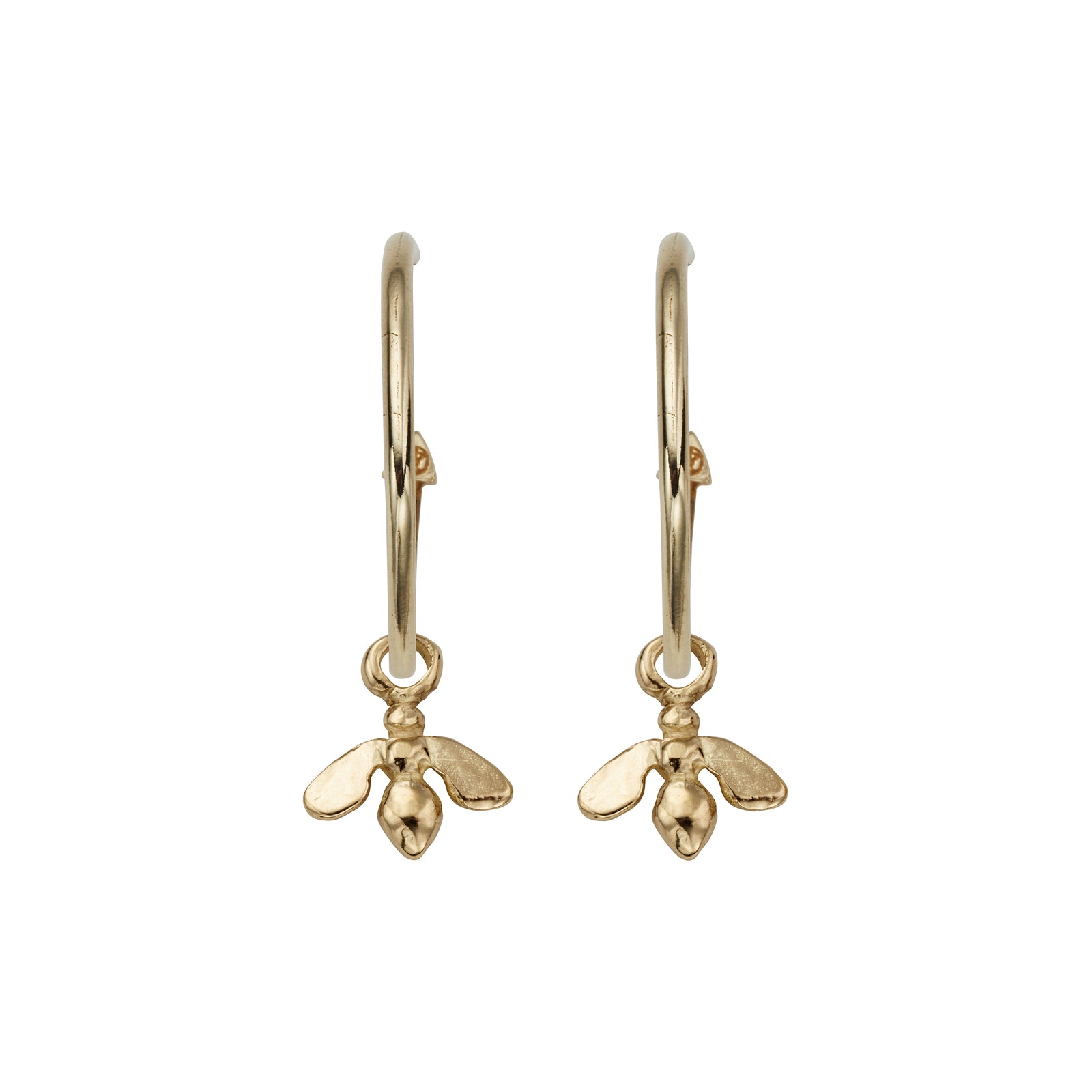 Gold Maxi Cupid Hoops with Mini Honey Bee Charms