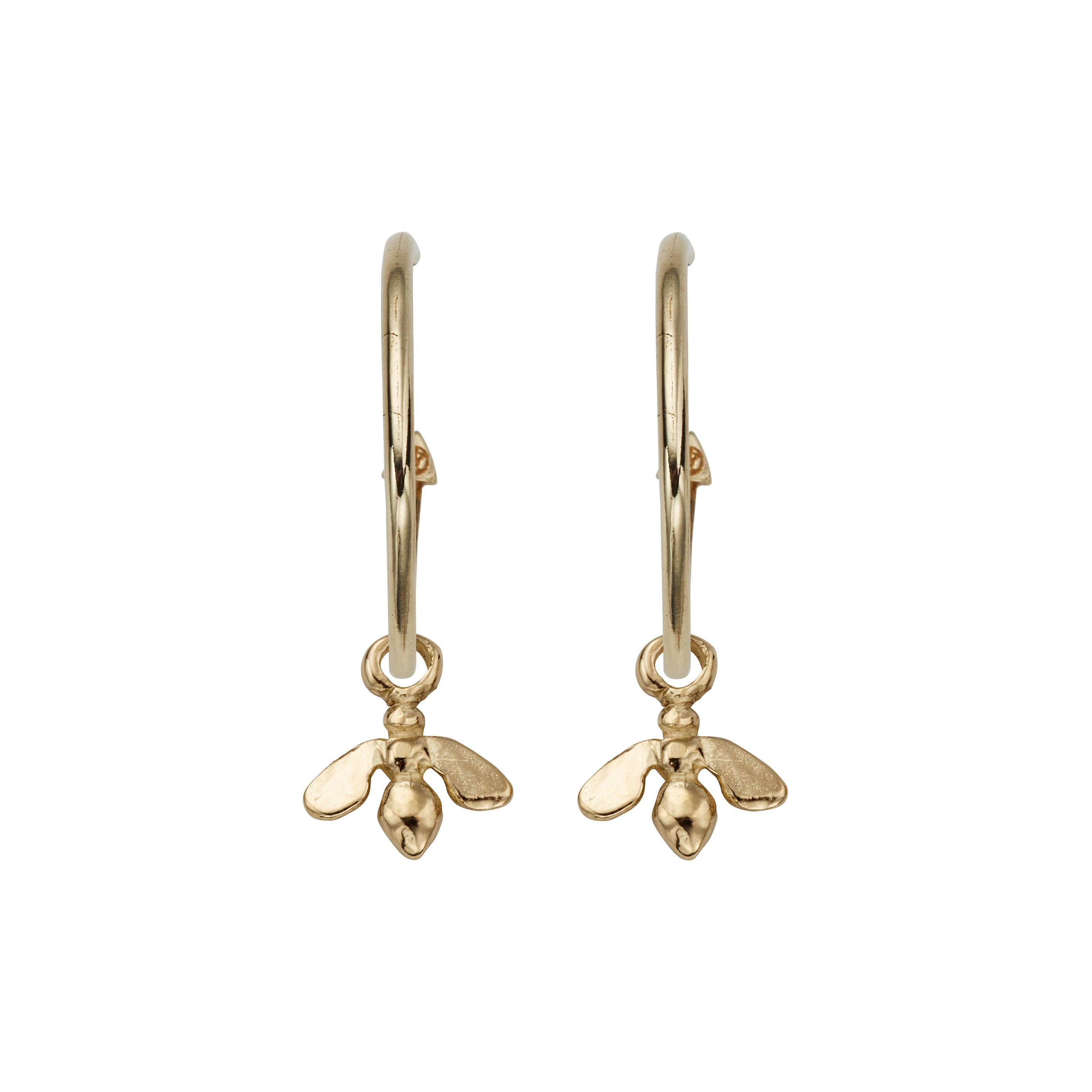 Gold Maxi Cupid Hoops with Mini Honey Bee Charms