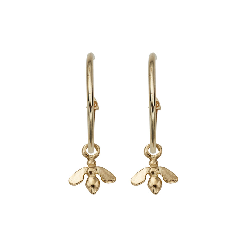 Gold Maxi Cupid Hoops with Mini Honey Bee Charms