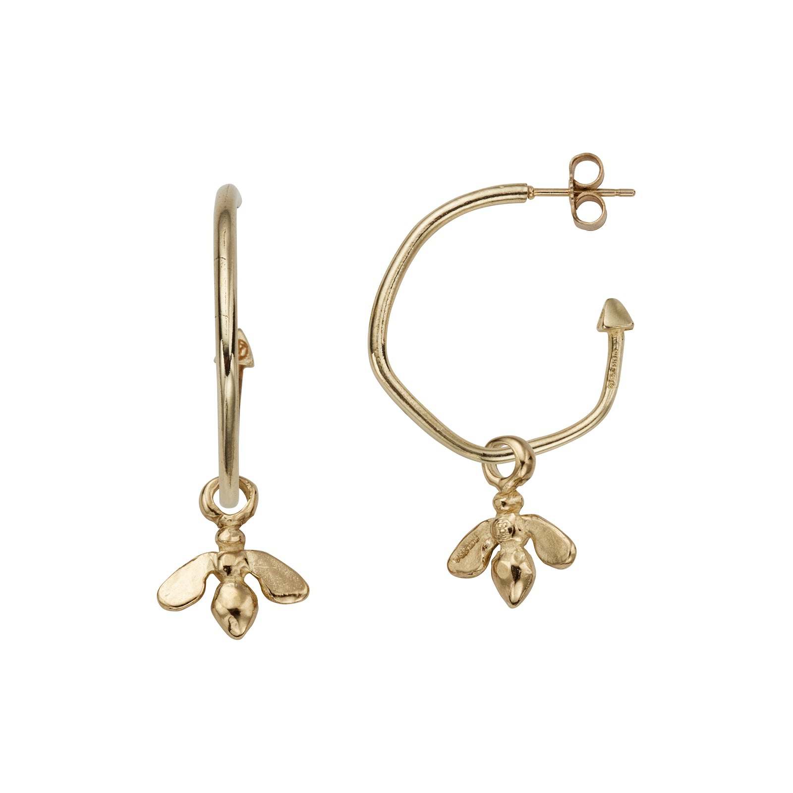Gold Maxi Cupid Hoops with Mini Honey Bee Charms