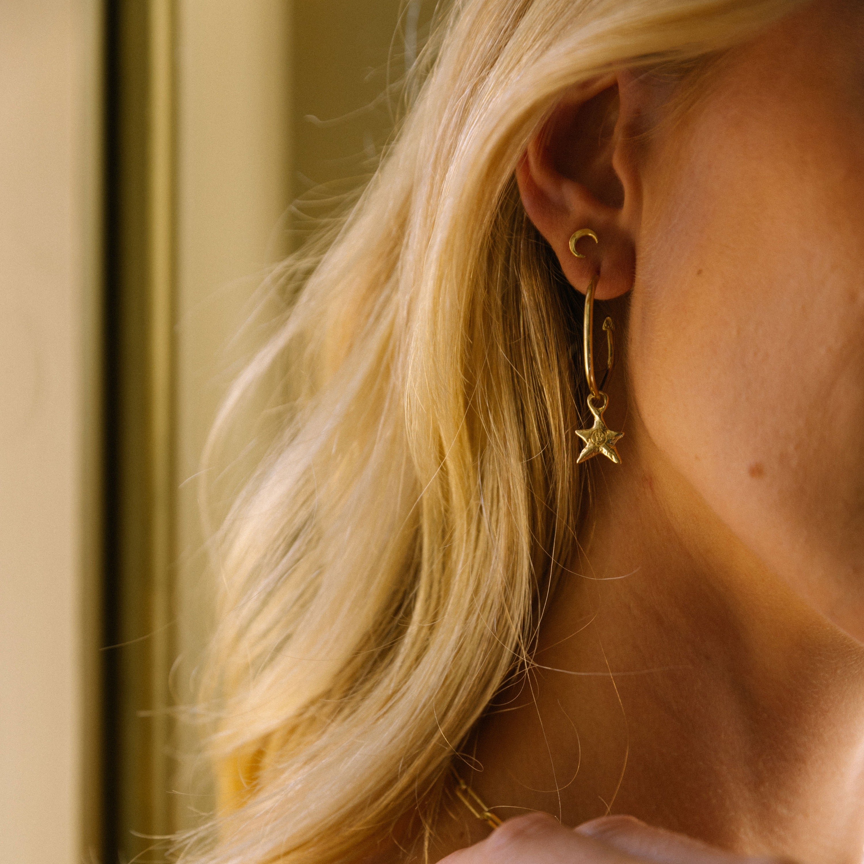 Gold Maxi Cupid Hoops With Mini Star Charms