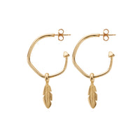 Gold Maxi Hoops with Mini Feather Charms