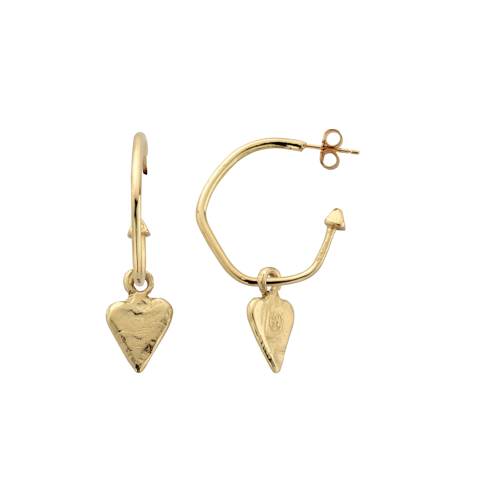 Gold Maxi Cupid Hoops With Mini Heart Charms