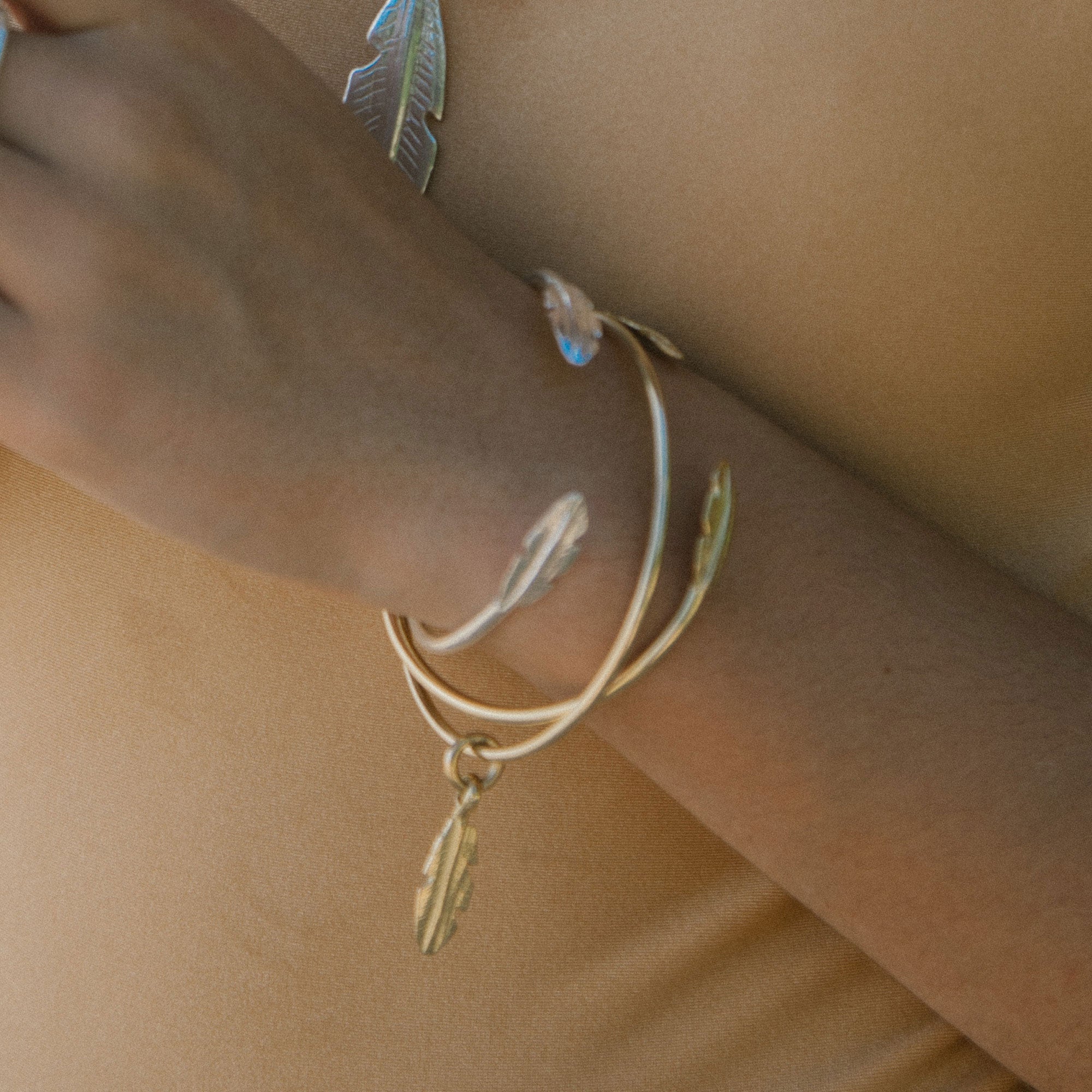 Gold Medium Feather Bangle