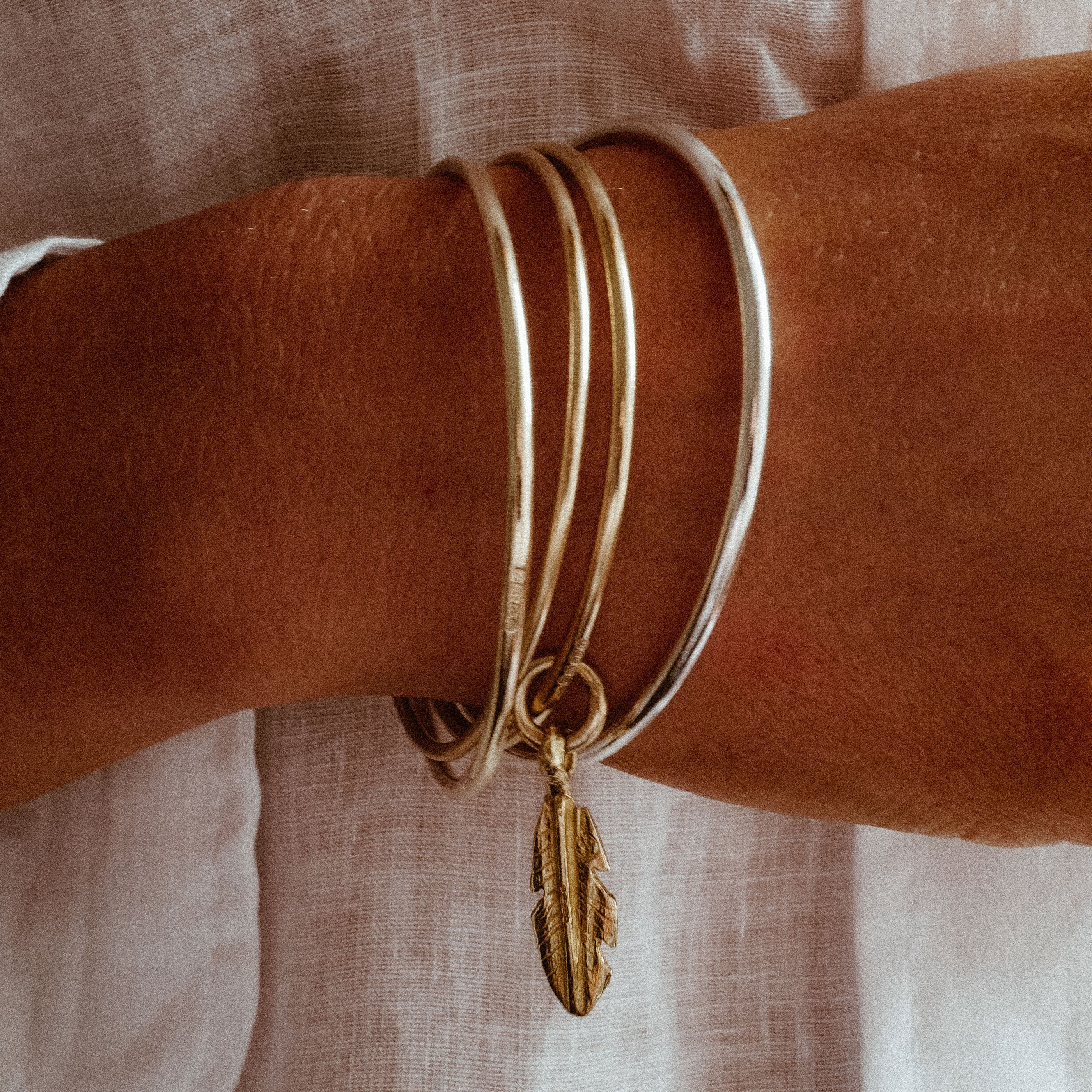 Gold Medium Feather Bangle