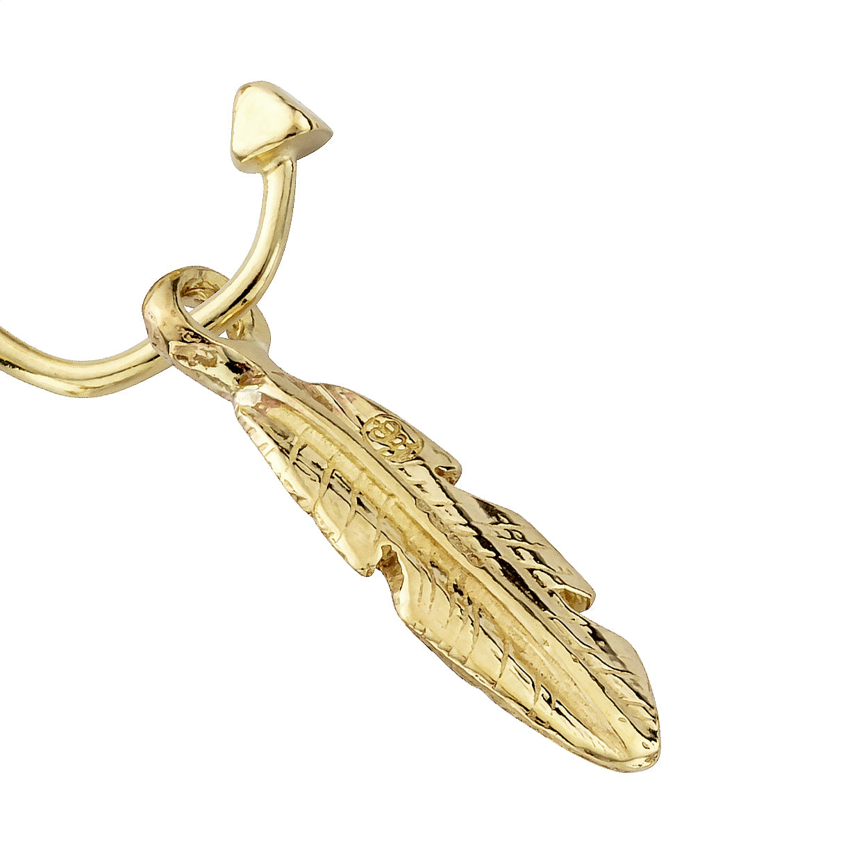 Gold Medium Feather Single Earring Charm