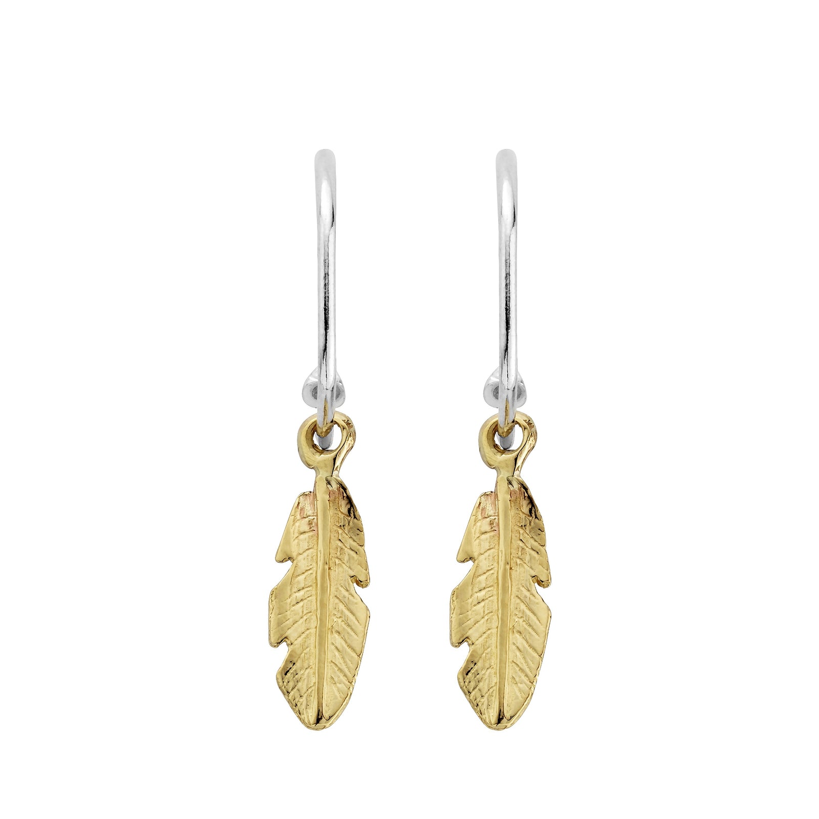 Maxi Cupid Hoops With Gold Medium Feather Charms