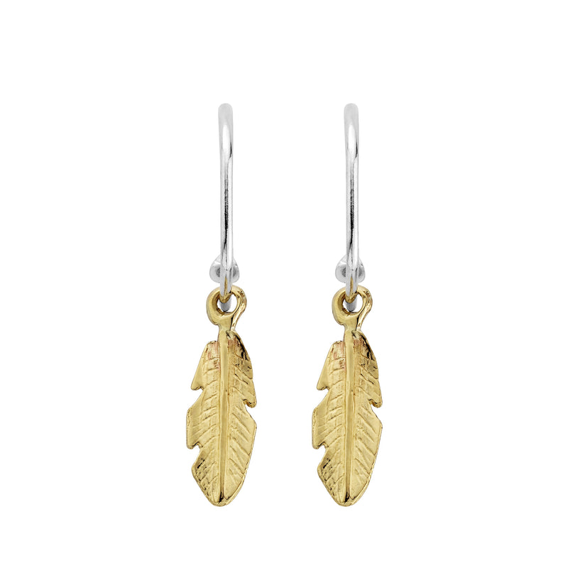 Maxi Cupid Hoops With Gold Medium Feather Charms