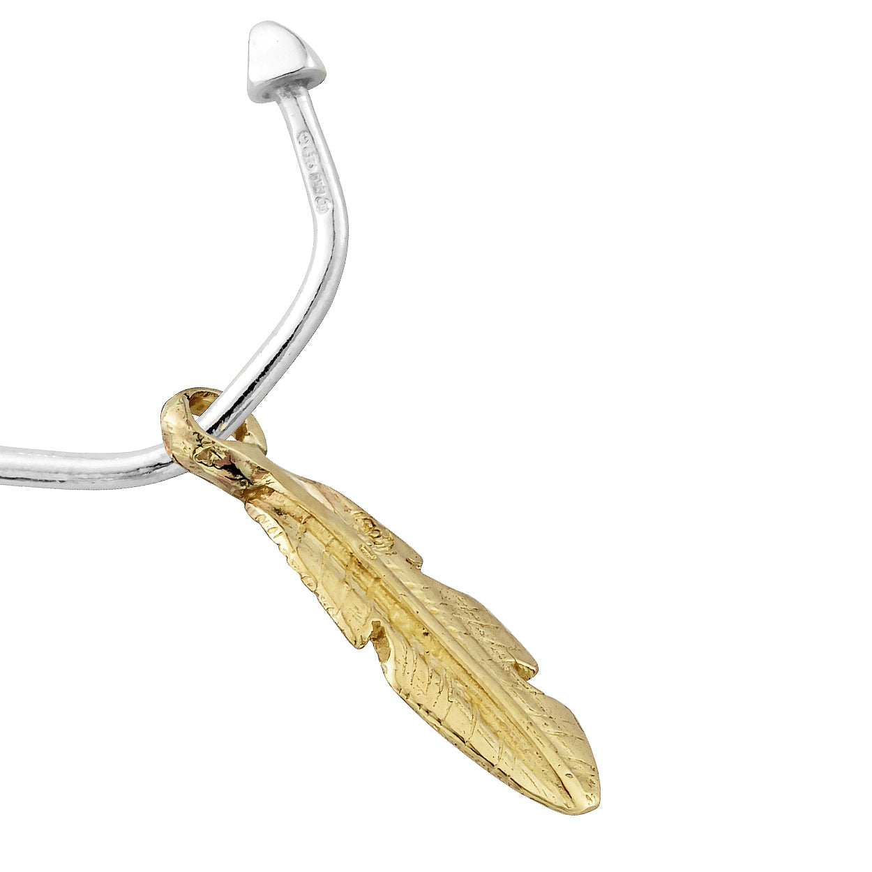 Maxi Cupid Hoops With Gold Medium Feather Charms