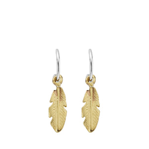 Mini Cupid Hoops With Gold Medium Feather Charms