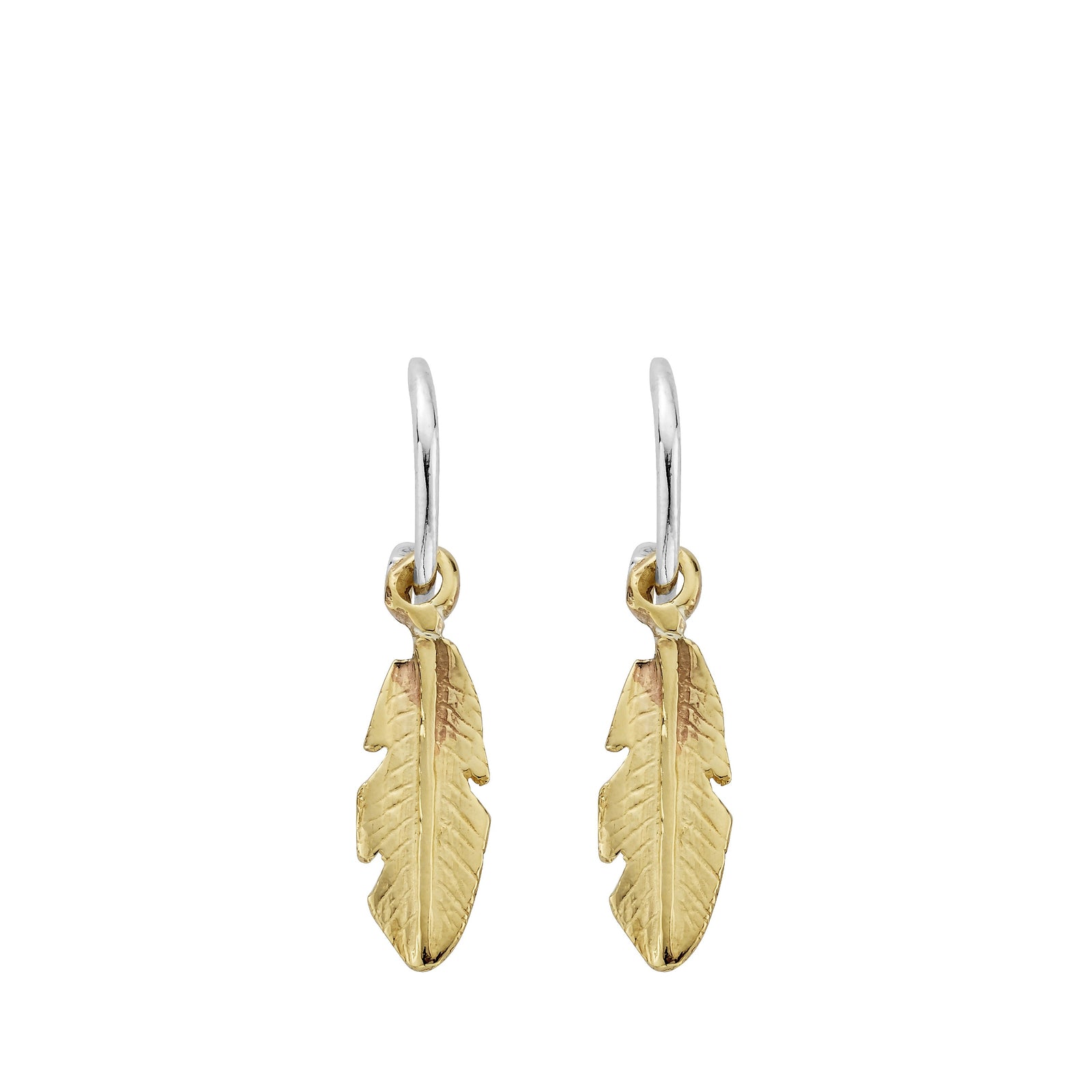 Mini Cupid Hoops With Gold Medium Feather Charms