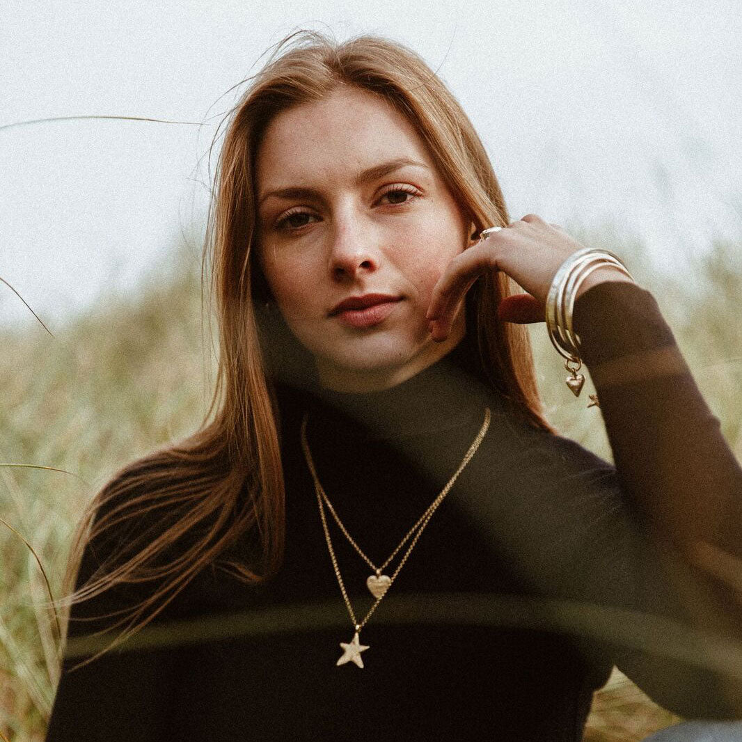 Gold Medium Heart Bangle
