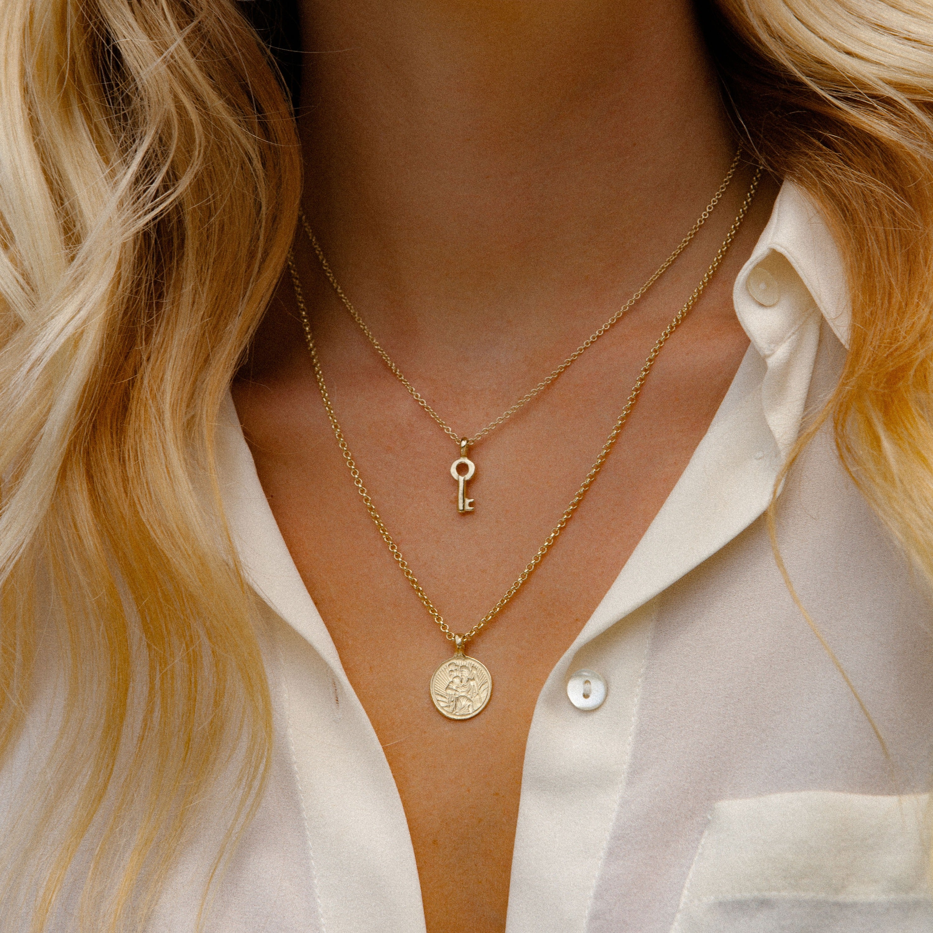 Gold Medium St Christopher Necklace