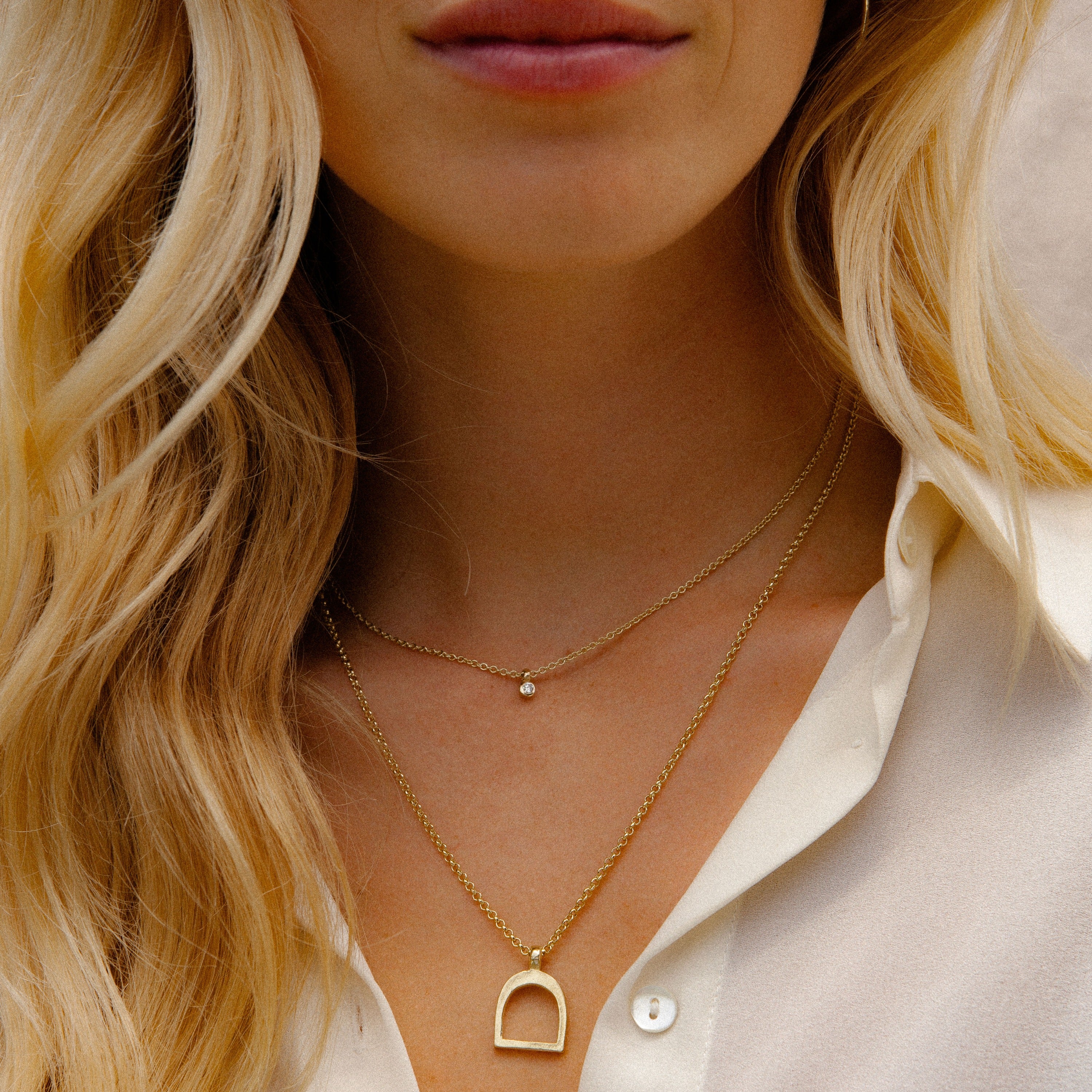 Gold Medium Stirrup Necklace