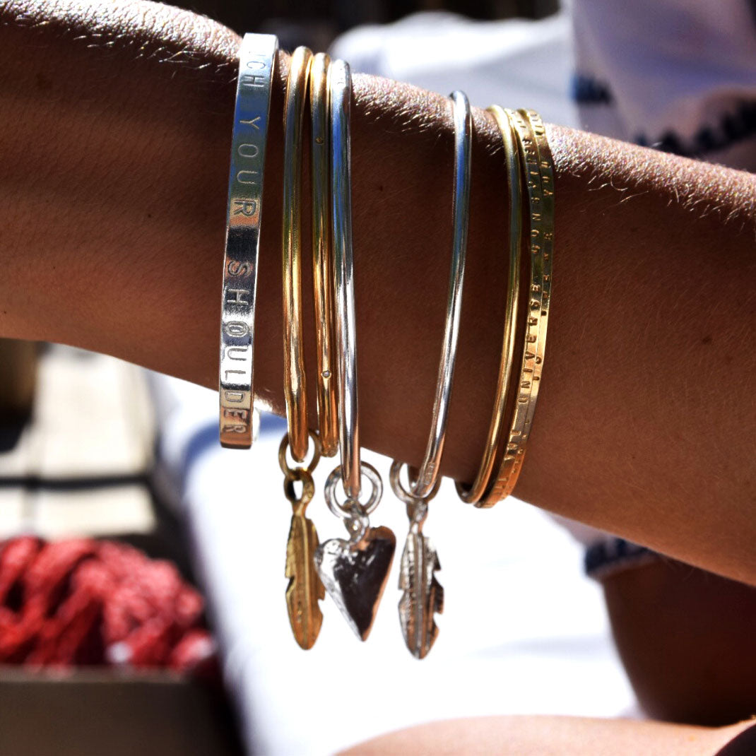 Gold Medium Feather Bangle