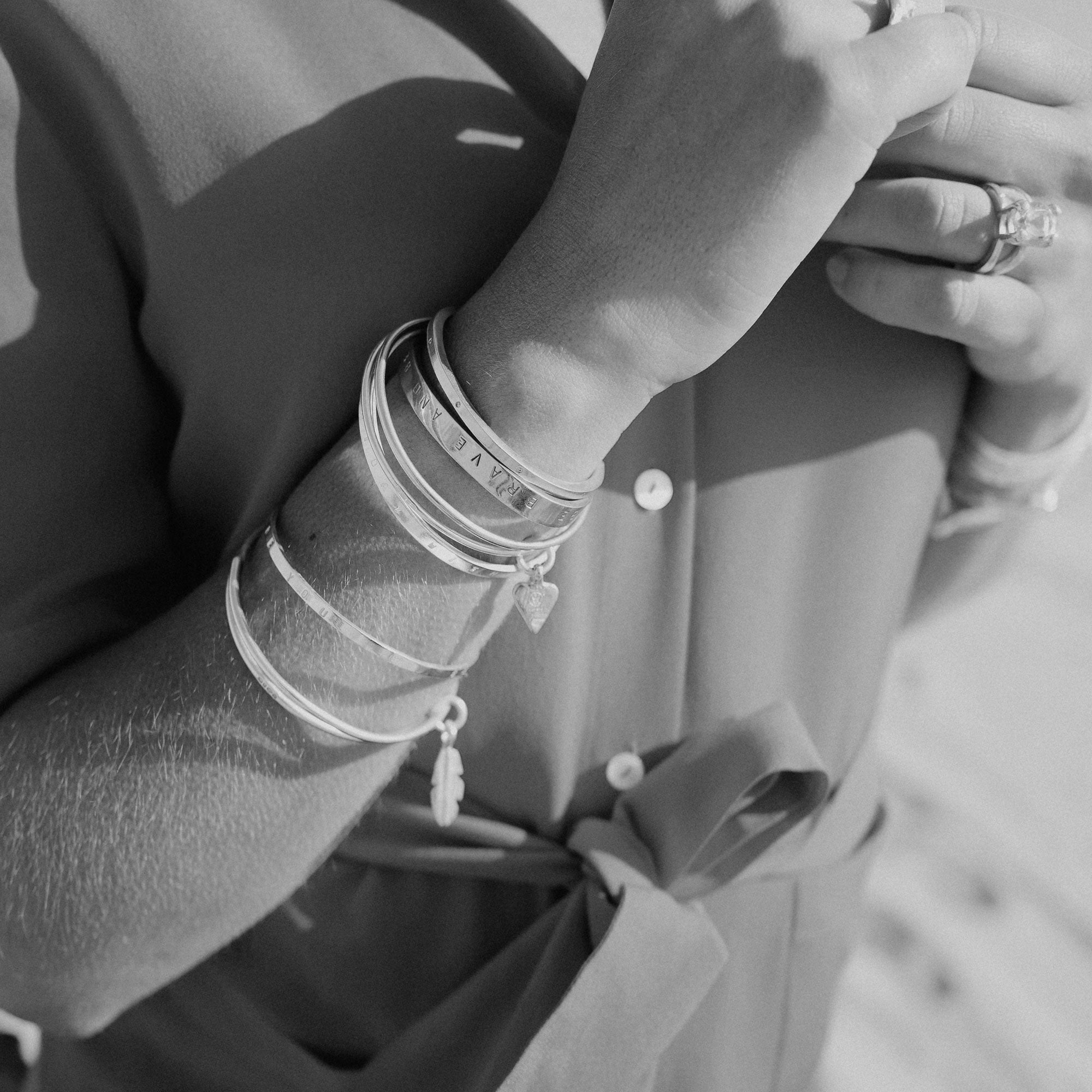 Silver & Gold Medium Feather Bangle