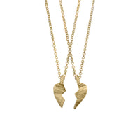 Gold Mini Best Friend Split Heart Necklace