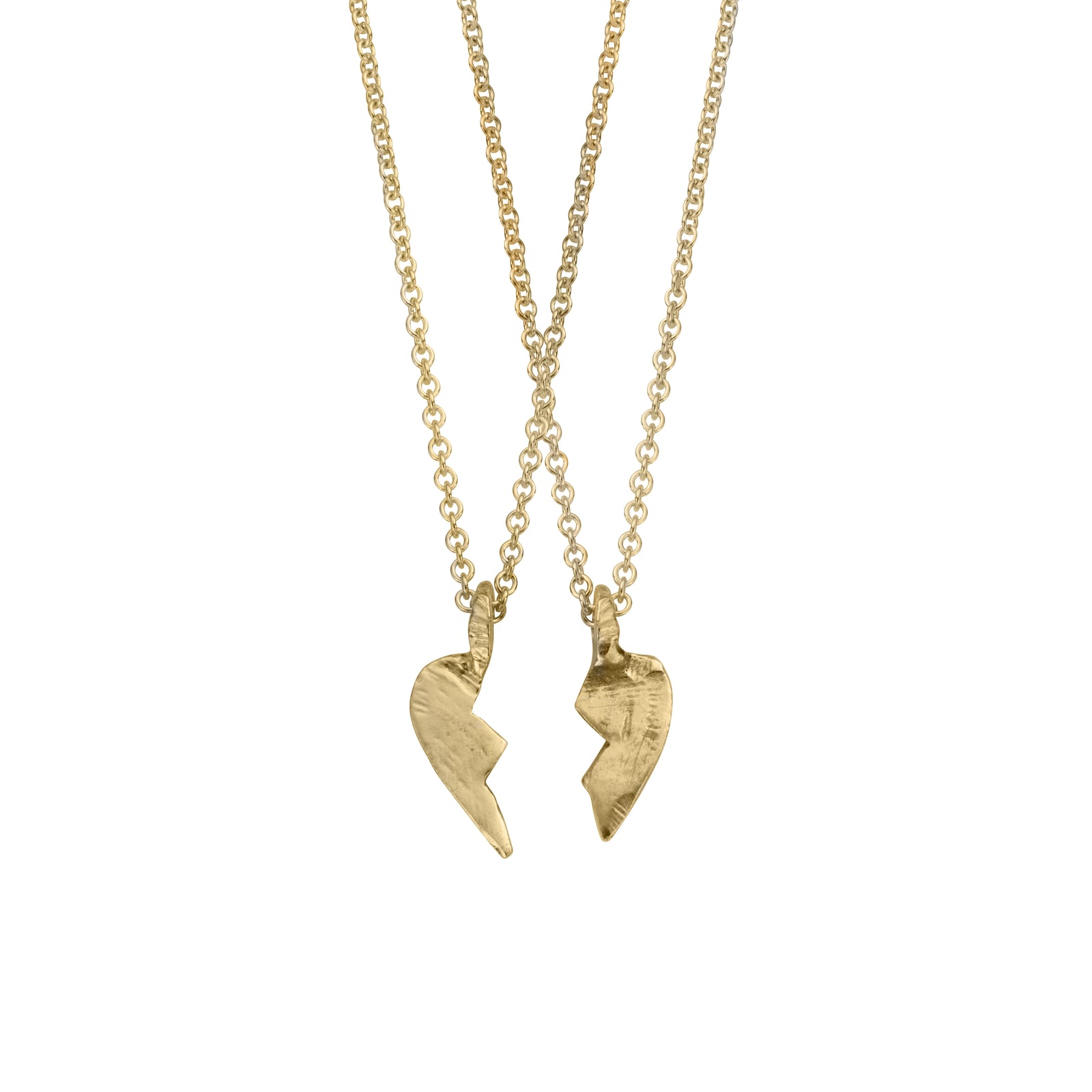 Gold Mini Best Friend Split Heart Necklace