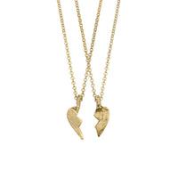 Gold Mini Best Friend Split Heart Necklace