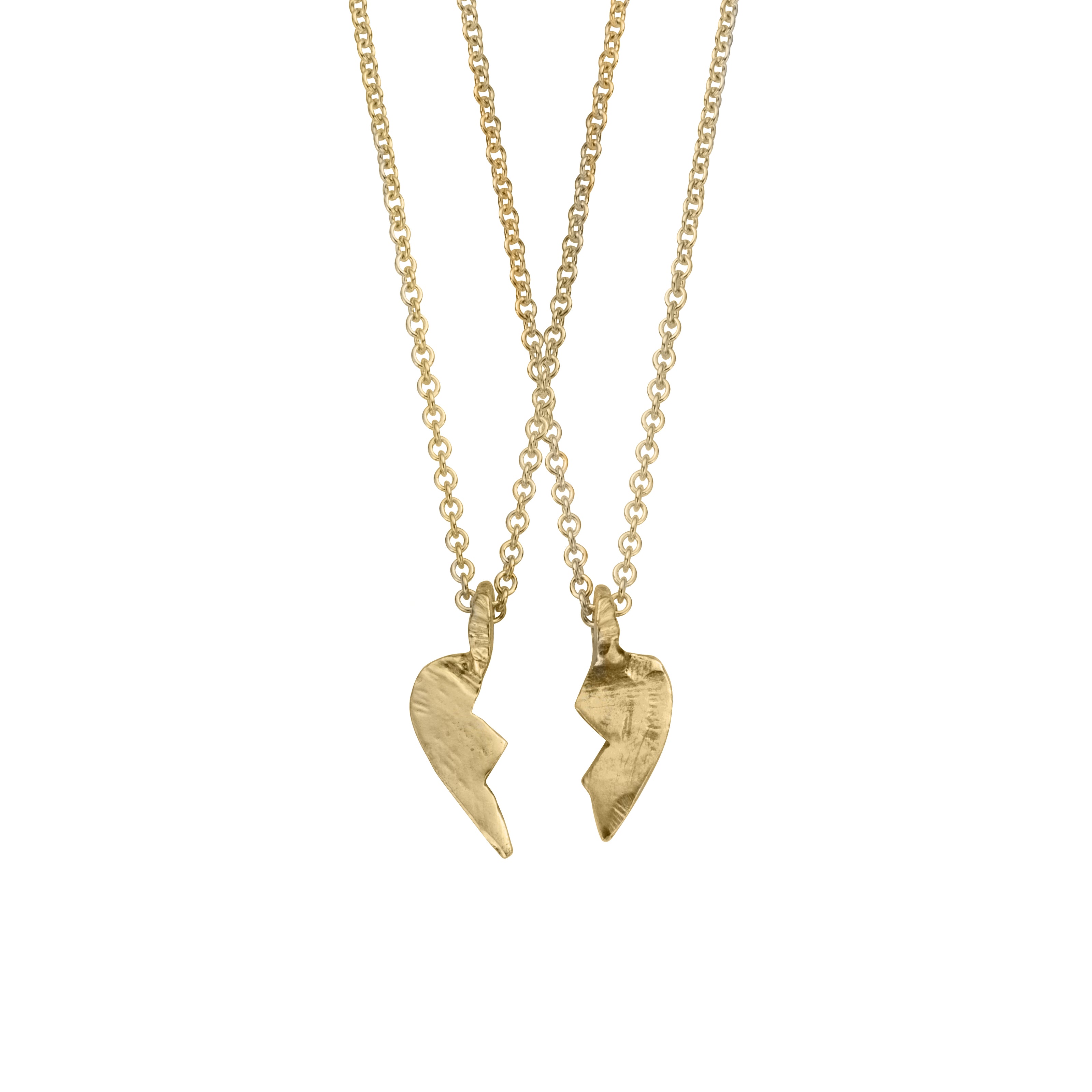 Gold Mini Best Friend Split Heart Necklace