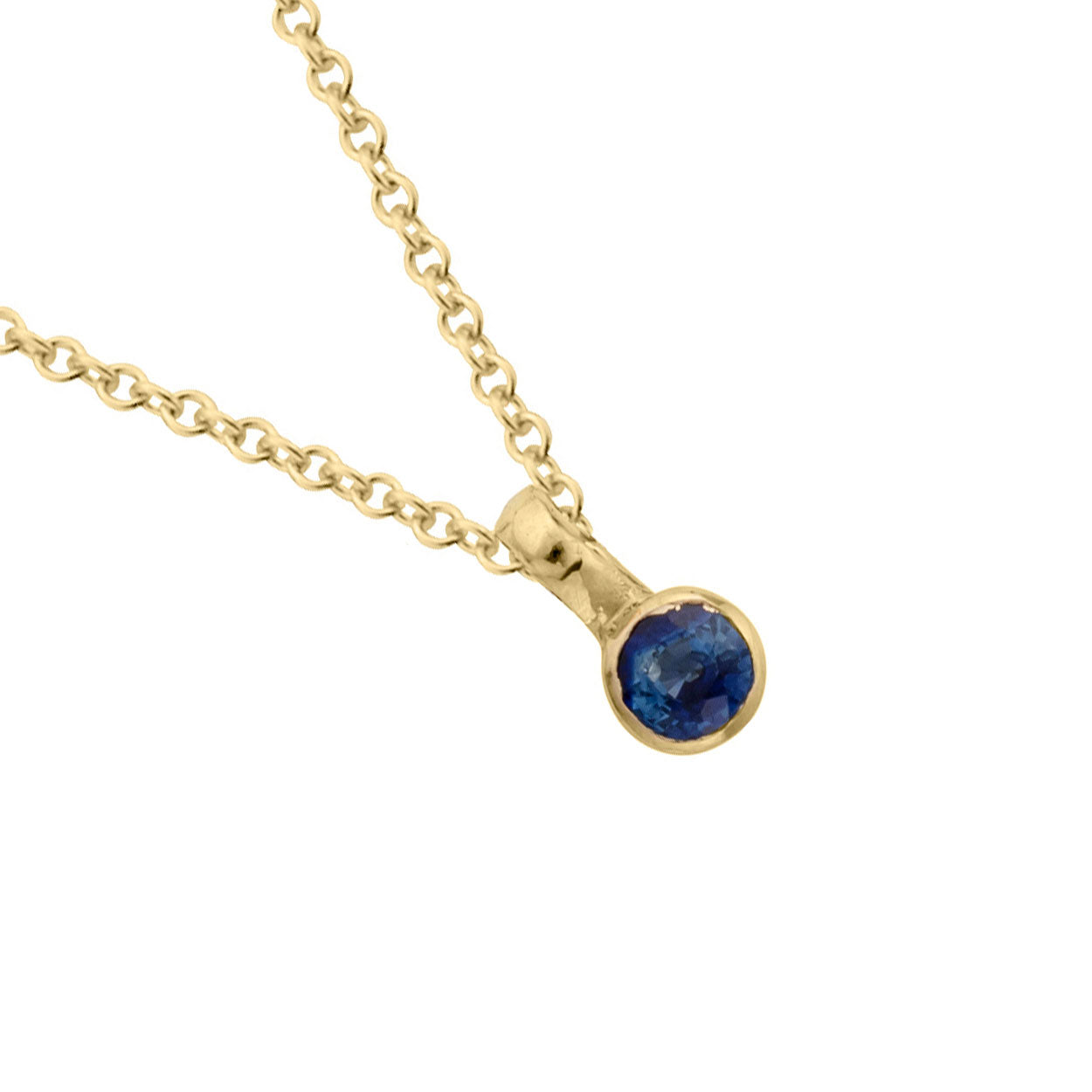 Gold Mini Blue Sapphire Pendant