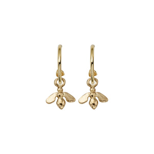 Gold Mini Cupid Hoops with Mini Honey Bee Charms