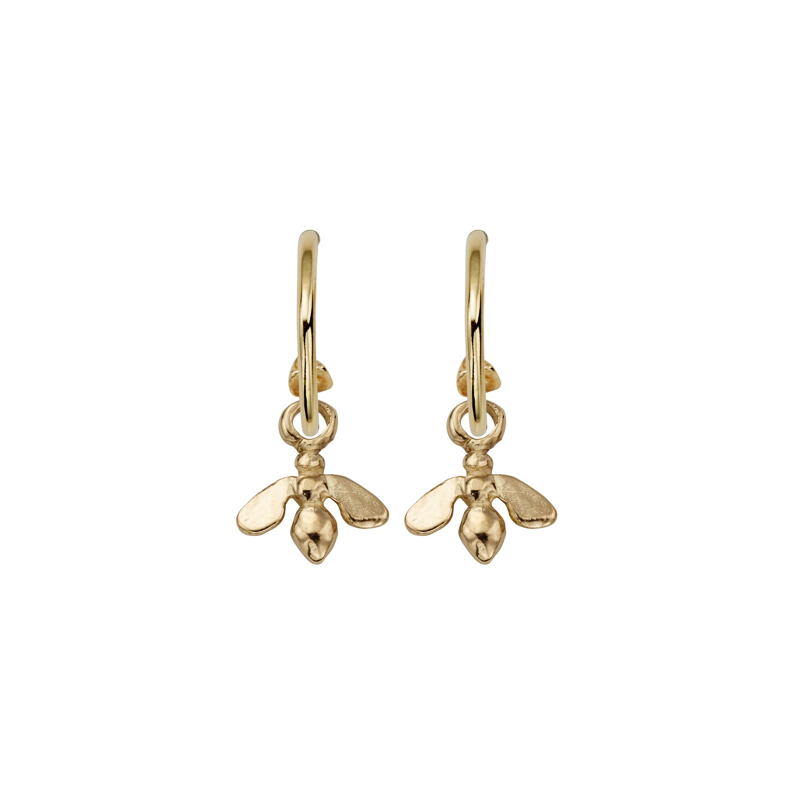Gold Mini Cupid Hoops with Mini Honey Bee Charms