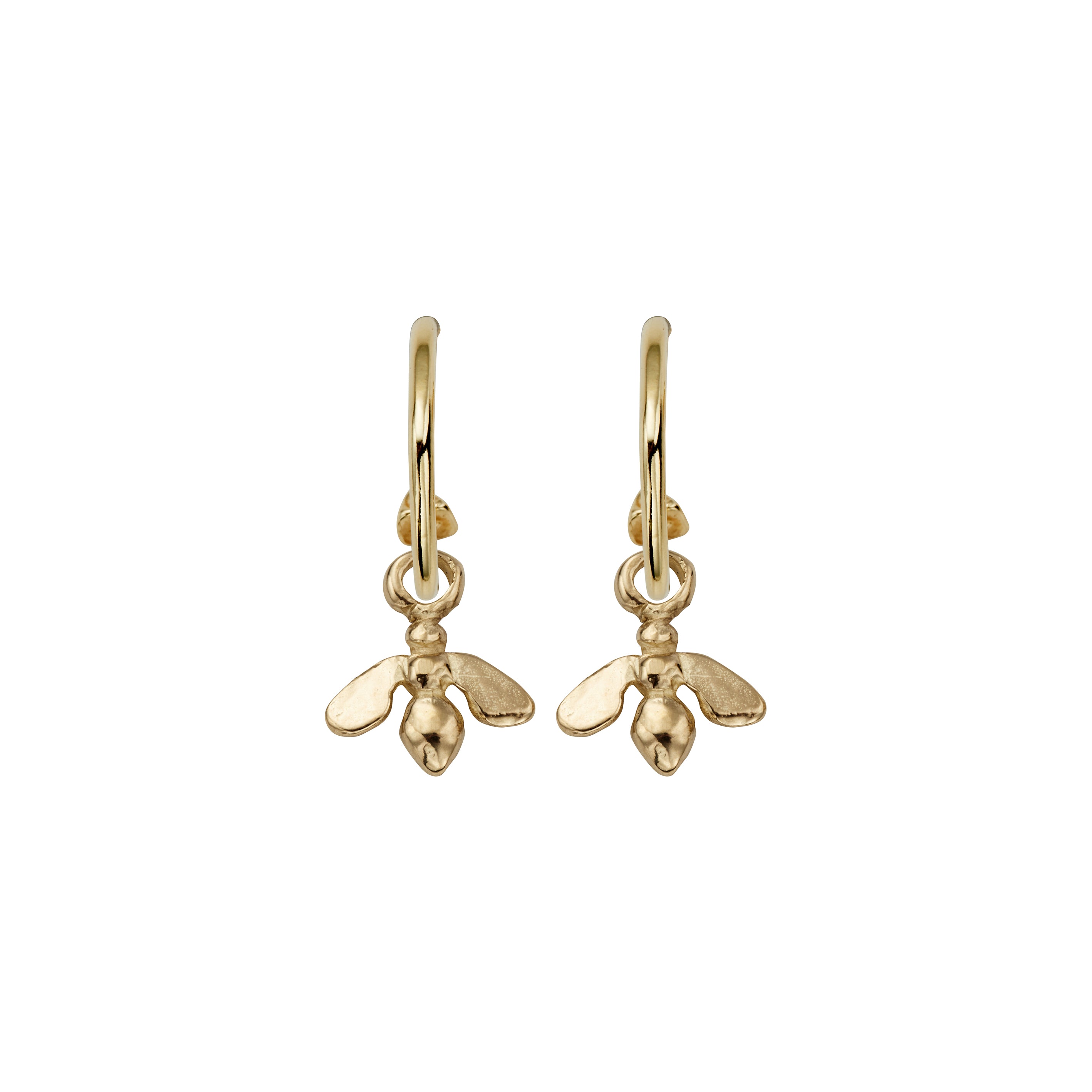 Gold Mini Cupid Hoops with Mini Honey Bee Charms