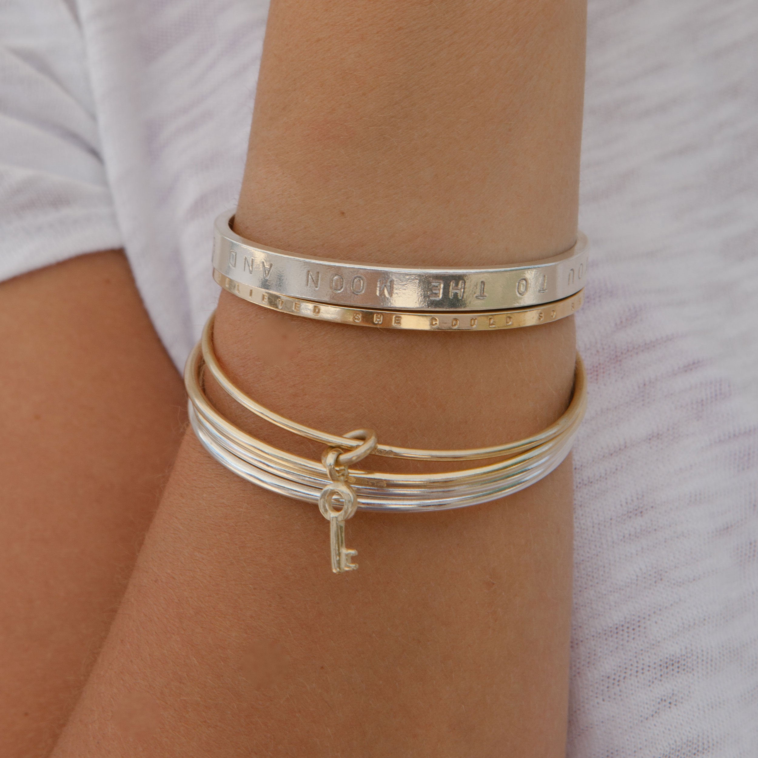 Gold Mini Dreamer's Key Bangle