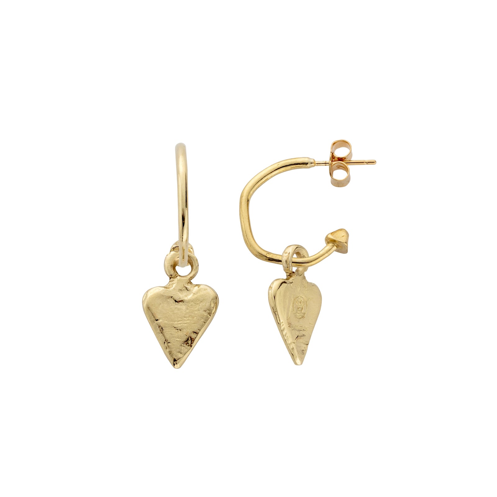 Gold Mini Cupid Hoops With Mini Heart Charms