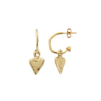 Gold Mini Cupid Hoops With Mini Heart Charms