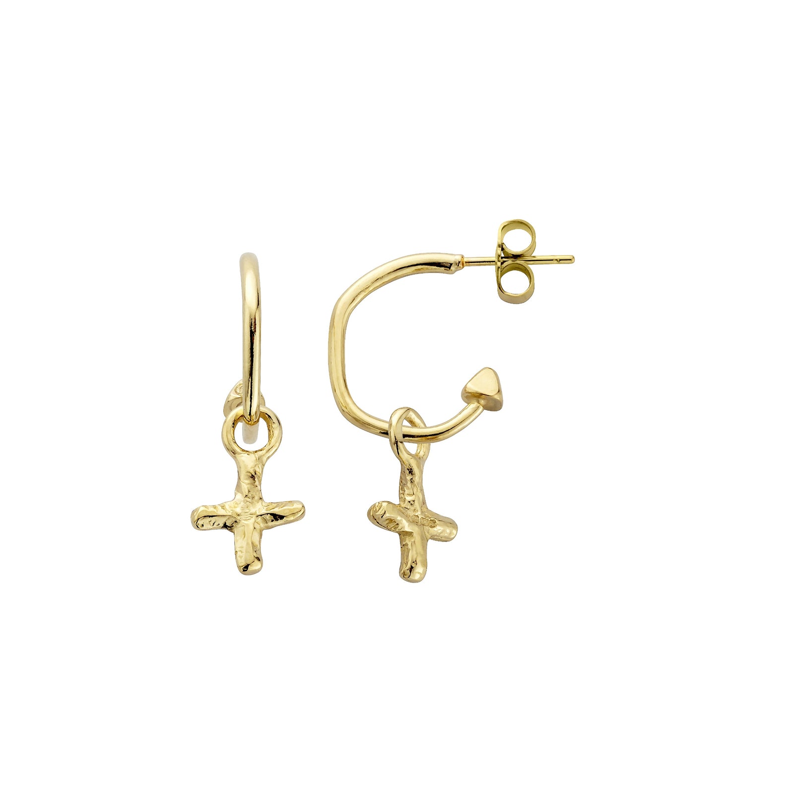 Gold Mini Cupid Hoops With Mini Kiss Charms
