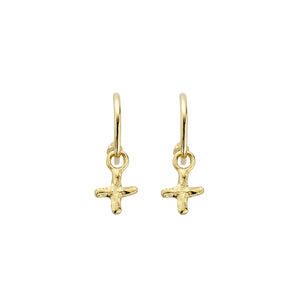 Gold Mini Cupid Hoops With Mini Kiss Charms